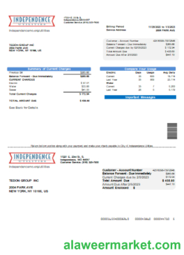 City of Independence Utilities Center (IUC) utility business bill, SCR